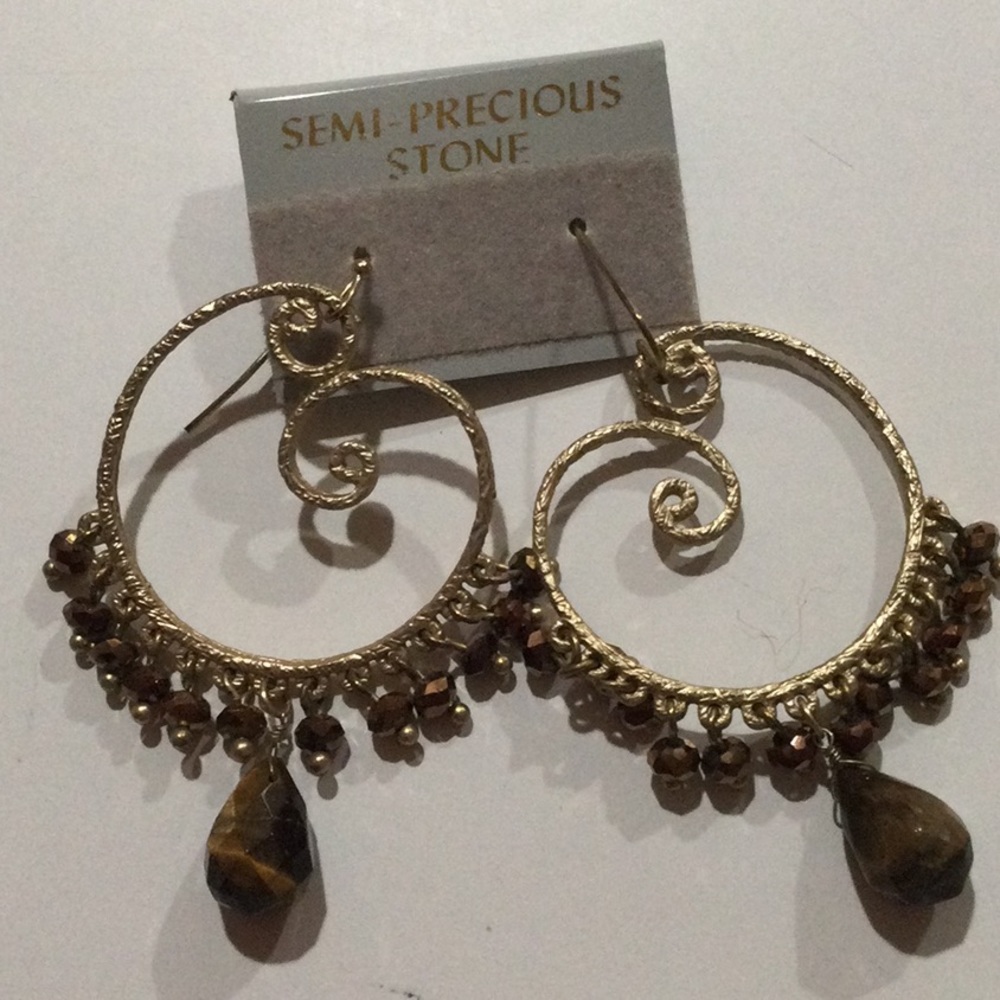 Semi-precious hoop earrings